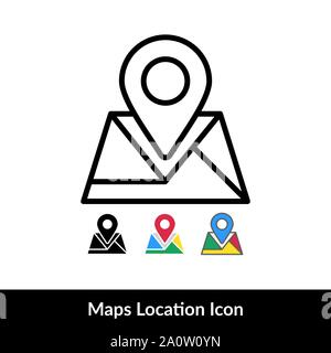 L'icône de l'emplacement. Cartes GPS Vecteur icône avec 4 autre style isolé sur fond blanc Illustration de Vecteur