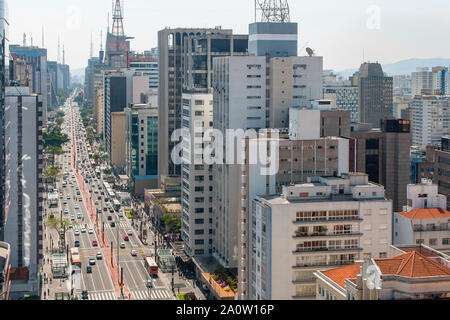 L'Avenue Paulista à São Paulo, Brésil. Banque D'Images