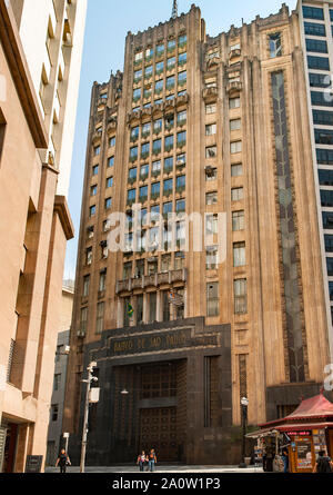 L'ancien bâtiment de banco de São Paulo, à São Paulo, Brésil. Banque D'Images