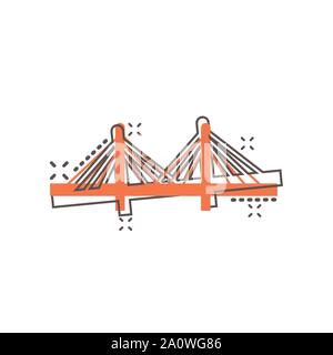 Icône de signe de pont dans le style comique. Pont-levis vector cartoon illustration sur fond blanc isolé. Road business concept splash effet. Illustration de Vecteur