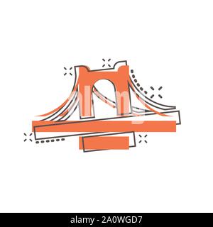 Icône de signe de pont dans le style comique. Pont-levis vector cartoon illustration sur fond blanc isolé. Road business concept splash effet. Illustration de Vecteur