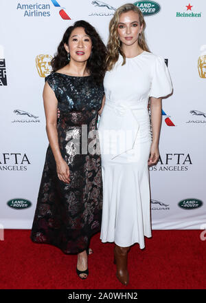 BEVERLY HILLS, LOS ANGELES, CALIFORNIE, USA - 21 SEPTEMBRE : Sandra Oh et Jodie Comer arrivent à la BAFTA Los Angeles  + BBC America TV Tea Party 2019 tenue à l'hôtel Beverly Hilton le 21 septembre 2019 à Beverly Hills, Los Angeles, Californie, États-Unis. (Photo par Xavier Collin/Image Press Office) Banque D'Images