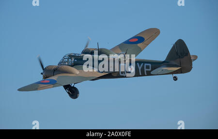 WW2 vol Bristol Blenheim affichage à l'IWM Duxford 2019 Spectacle aérien de la bataille d'Angleterre, Cambridgeshire, Angleterre, RU Banque D'Images