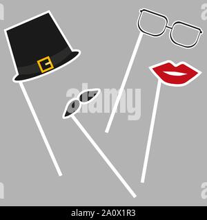 Silhouettes des lunettes et une moustache avec une barbe isolated Illustration de Vecteur