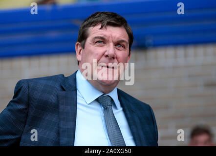 St Johnstone's manager, Tommy Wright ressemble sur contre Rangers pendant le match de championnat écossais de Ladbrokes McDiarmid Park, Perth. Banque D'Images