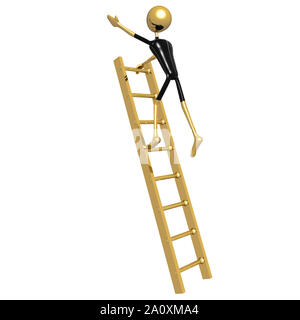 Poupée d'or à monter des escaliers pour demander le succès sur high (illustration 3D) Banque D'Images