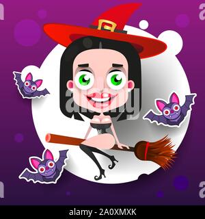 Halloween sorcière, Grand Design pour tout usage. Halloween Party Fun. Spooky Halloween Silhouette. Illustration de la conception. Illustration de Vecteur