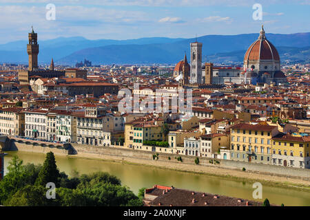 La vue sur la ville et le Duomo, Florence, Italie Banque D'Images