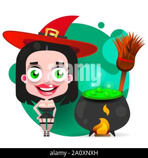 Halloween sorcière, Grand Design pour tout usage. Halloween Party Fun. Spooky Halloween Silhouette. Illustration de la conception. Illustration de Vecteur