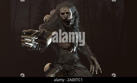 Rendu 3d monstre mythique Wendigo Banque D'Images