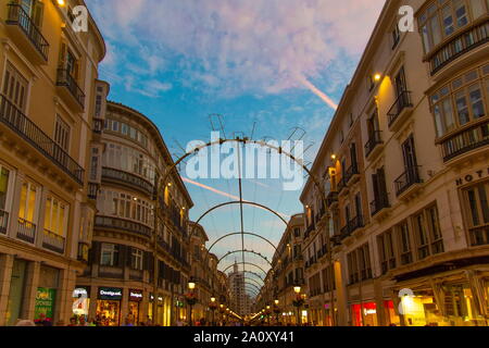 Malaga, Spain-May 16, 2019 : le centre de Malaga street dans le centre-ville historique Banque D'Images