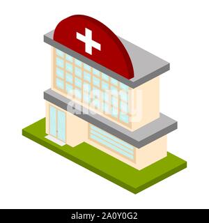 3d construction hôpital isolé sur fond blanc - Vector Illustration de Vecteur