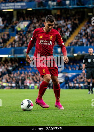 Londres, Royaume-Uni. 22 Sep, 2019. Roberto Firmino de Liverpool au cours de la Premier League match entre Chelsea et Liverpool à Stamford Bridge, Londres, Angleterre le 22 septembre 2019. Photo par Liam McAvoy/Premier Images des médias. Credit : premier Media Images/Alamy Live News Banque D'Images