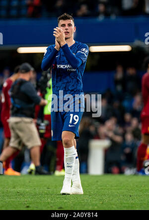 Londres, Royaume-Uni. 22 Sep, 2019. Mason Mont de Chelsea au cours de la Premier League match entre Chelsea et Liverpool à Stamford Bridge, Londres, Angleterre le 22 septembre 2019. Photo par Liam McAvoy/Premier Images des médias. Credit : premier Media Images/Alamy Live News Banque D'Images