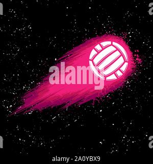 Arrière-plan de l'espace noir à étoiles blanches et grunge pink water-polo ball comet Illustration de Vecteur