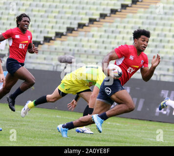 Munich, Bavière, Allemagne. 22 Sep, 2019. Gavan MORRISON (USA), .Rugby tournoi, Team Australia vs USA.Munich, stade olympique, 22 septembre 2019, les équipes de Nouvelle-Zélande, Angleterre, Afrique du Sud, Allemagne, Australie, Fidji, USA et France prendre part à ce tournoi de 2 jours, le Crédit : Wolfgang Fehrmann/ZUMA/Alamy Fil Live News Banque D'Images