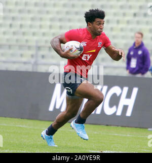 Munich, Bavière, Allemagne. 22 Sep, 2019. Gavan MORRISON (USA), .Rugby tournoi, Team Australia vs USA.Munich, stade olympique, 22 septembre 2019, les équipes de Nouvelle-Zélande, Angleterre, Afrique du Sud, Allemagne, Australie, Fidji, USA et France prendre part à ce tournoi de 2 jours, le Crédit : Wolfgang Fehrmann/ZUMA/Alamy Fil Live News Banque D'Images