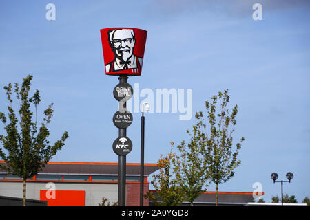 Le célèbre Colonel Sanders logo de KFC Restauration rapide Banque D'Images
