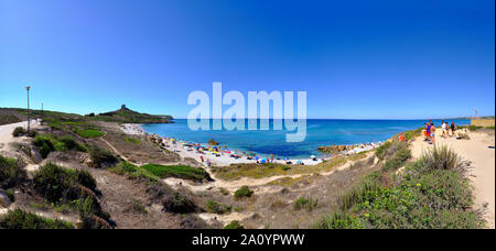 Capo San Marco Beach, plage sarde en Isthme de San Giovanni, Sinis Cabras, Oristano, Sardaigne, Italie Banque D'Images