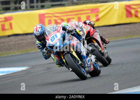 Luc Stapleford sur l'Buildbase Suzuki toutes les images prises lors de la Ronde 5 du Championnat British Superbike 2019 au Circuit Knockhill de Fife, tous les j Banque D'Images