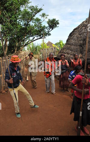 Fête de la tribu Dorze près du village d'Arba Minch Banque D'Images