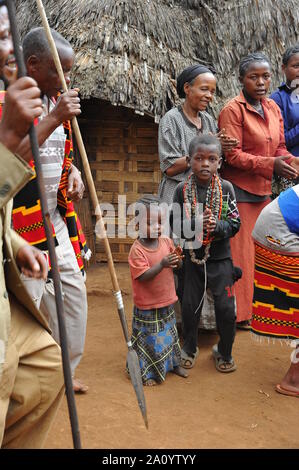 Fête de la tribu Dorze près du village d'Arba Minch Banque D'Images