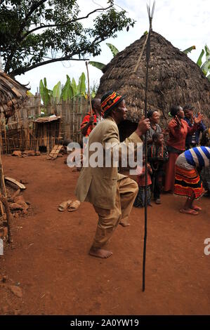 Fête de la tribu Dorze près du village d'Arba Minch Banque D'Images