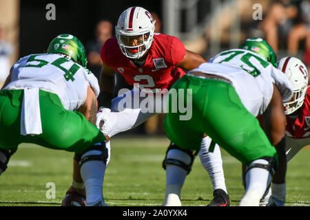 Stanford, Californie, USA. Sep 21, 2019. Au cours de la NCAA football match entre l'Oregon Ducks et le Stanford Cardinal à Stanford Stadium de Stanford, en Californie. Chris Brown/CSM/Alamy Live News Banque D'Images