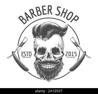 Logo crânes barber shop Illustration de Vecteur