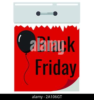 Vector cartoon design plat noir illustration vendredi jour de la vente du papier de découpe page rouge calendrier mural avec Black Balloon Illustration de Vecteur
