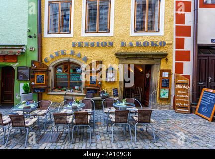 Vieilles rues pavées de Cesky Krumlov, République Tchèque Banque D'Images