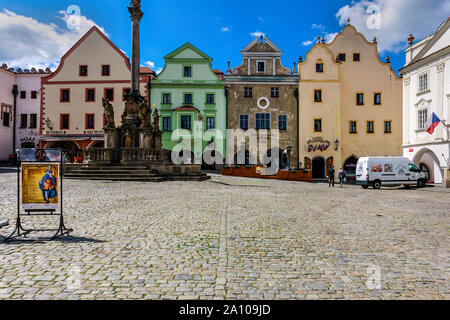 Vieilles rues pavées de Cesky Krumlov, République Tchèque Banque D'Images