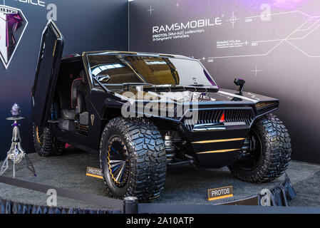 Francfort, Allemagne - SEPT 2019 RAMSMOBILE noir : RM-X2 basée sur HUMVEE HUMMER H1, IAA International Motor Show Salon International de l'auto. Banque D'Images