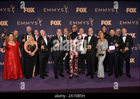 RuPaul, lauréat du prix d'excellence Programme du concours pour le 'RuPaul Drag Race' apparaît dans les coulisses pendant la 71e Primetime Emmy Awards annuel tenu au théâtre dans le centre-ville de Los Angeles le Dimanche, Septembre 22, 2019. Photo par Christine Chew/UPI Banque D'Images