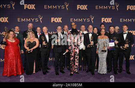 RuPaul, lauréat du prix d'excellence Programme du concours pour le 'RuPaul Drag Race' apparaît dans les coulisses pendant la 71e Primetime Emmy Awards annuel tenu au théâtre dans le centre-ville de Los Angeles le Dimanche, Septembre 22, 2019. Photo par Christine Chew/UPI Banque D'Images