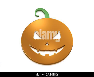 Citrouille Halloween effrayant visage isolé sur fond blanc. Illustration 3D render Banque D'Images