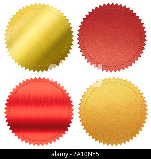Un diplôme ou un certificat d'étanchéité feuille de métal de médailles ou isolated on white Banque D'Images