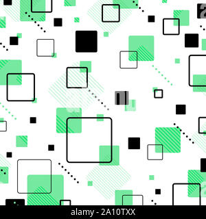 Carré de couleur verte résumé memphis motif géométrique l'arrière-plan. Pour utiliser pattern design, d'art, modèle, présentation, ad. illustration EPS vectoriel Banque D'Images