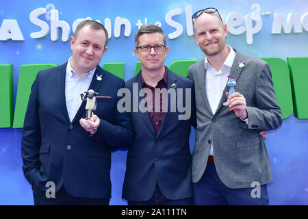 Richard Phelan, Paul Kewley Becher et assister au film Shaun le mouton : Livre Farmageddon, à Odéon LUXE le 22 septembre 2019, Londres, Royaume-Uni. Credit Photo : Alamy/Capital Live News Banque D'Images