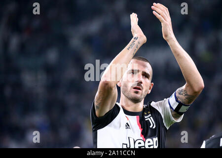 Torino, Italie. 21 septembre 2019. Italien de série A. la Juventus FC contre l'Hellas Vérone. Leonardo Bonucci de la Juventus FC. Banque D'Images