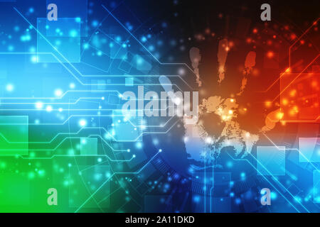Résumé la main avec la technologie électronique, Numérisation, Numérisation d'arrière-plan de la technologie d'impression à la main, l'arrière-plan arrière-plan Concept de sécurité Banque D'Images