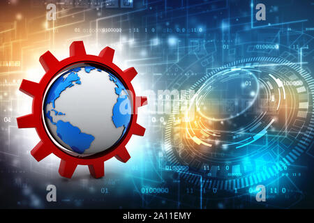 Le rendu 3D Earth globe avec pignon, Technologie Concept background Banque D'Images