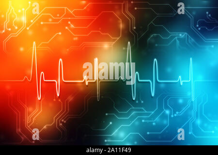 Mesure du pouls coeur bleu avec signal. Rythme cardiaque, antécédents médicaux et soins de santé Banque D'Images