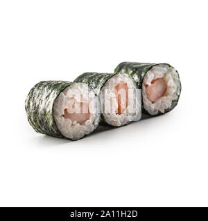 Sushi Maki différents types isolé sur fond blanc Banque D'Images