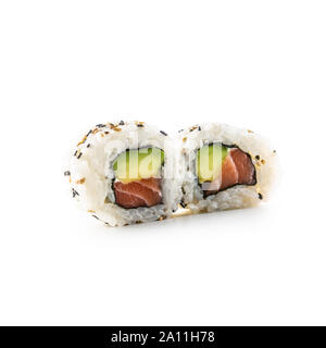 California Sushi roll différents types isolé sur fond blanc Banque D'Images