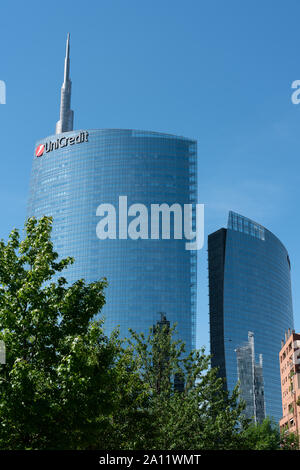 MILAN, ITALIE - 31 MAI 2019 : Construction d'UniCredit dans le Porta Nuova ou nouvelle porte, le principal quartier d'affaires à Milan Banque D'Images