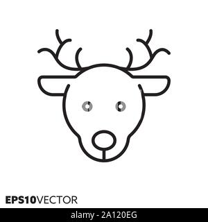 L'icône de la ligne du renne. Contours symbole de Noël et de la faune. Animal arctique télévision vector illustration. Illustration de Vecteur