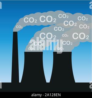 L'industrie du CO2 la pollution de l'émission de gaz nocifs et de smog illustration vecteur EPS10 Illustration de Vecteur