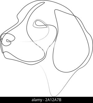 Ligne continue Beagle. Seule ligne chien style minimal vector illustration Illustration de Vecteur