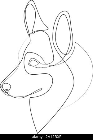 Ligne continue Welsh Corgi Pembroke. Ligne unique style minimal Corgi chien vector illustration Illustration de Vecteur